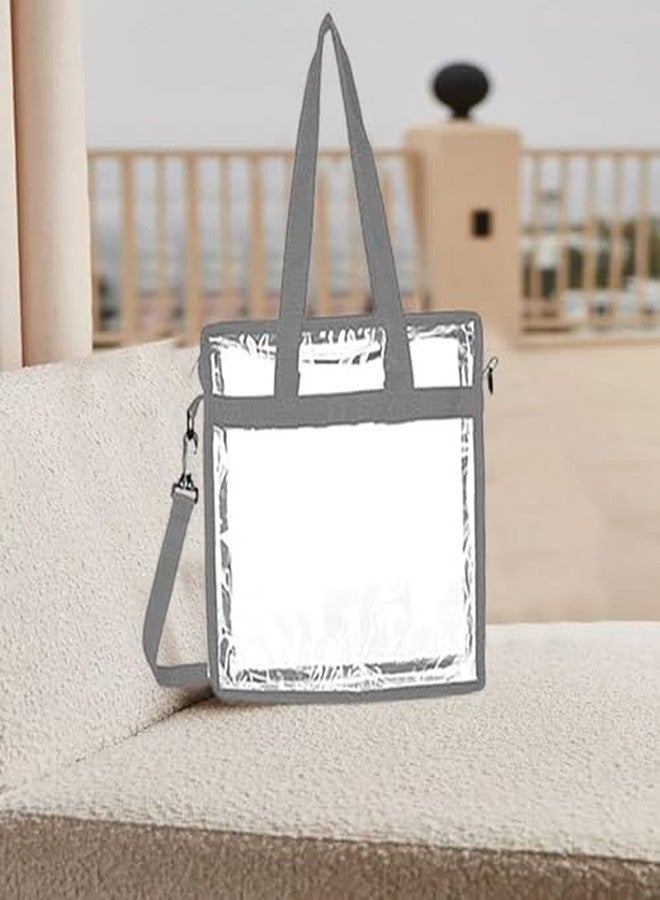BigPlayer Clear Stadium Tote Bag; Stadium Approved with Handles and Zipper; 12”x12”x6” Size; Grey - Image 3