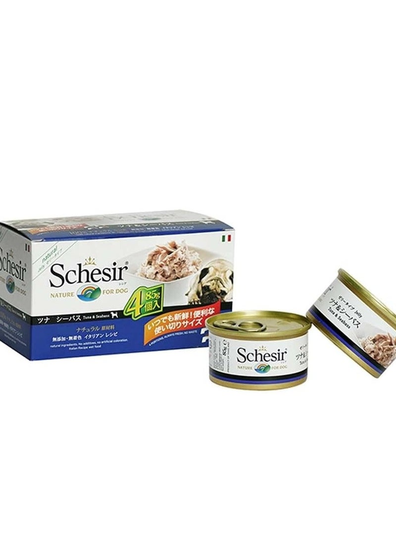 Schesir Schesir Dog Multi Pack Tuna With Seabass,Wet Food In Jelly For Dogs 4X85G  - Image 3