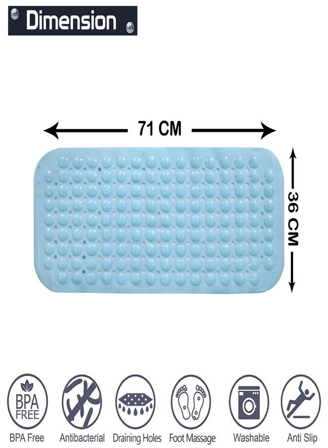 HOKIPO Anti-slip Bathroom Shower Mat With Suction Cups (Blue, PVC, 71 cm X 36 cm) - Image 2