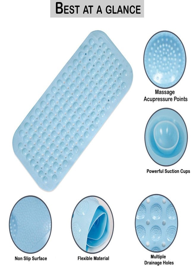 HOKIPO Anti-slip Bathroom Shower Mat With Suction Cups (Blue, PVC, 71 cm X 36 cm) - Image 3