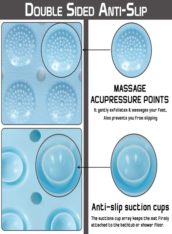 HOKIPO Anti-slip Bathroom Shower Mat With Suction Cups (Blue, PVC, 71 cm X 36 cm) - Image 4