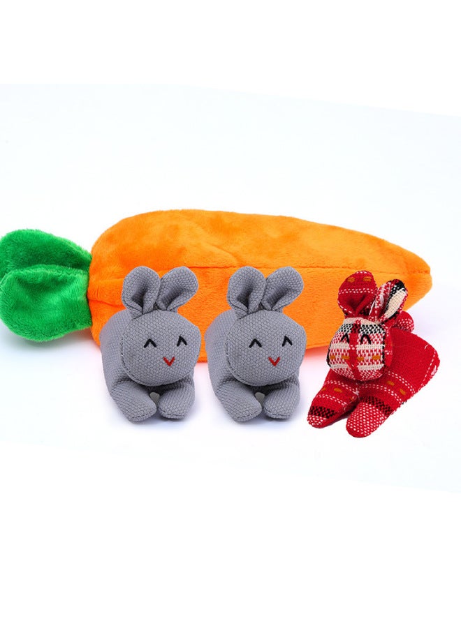 Three Bunnies Carrot Wallet Cute Bunny Easter Bunny Gift Carrot Coin Purse Fun Ornaments-Color:gray Gray Red  - Image 1
