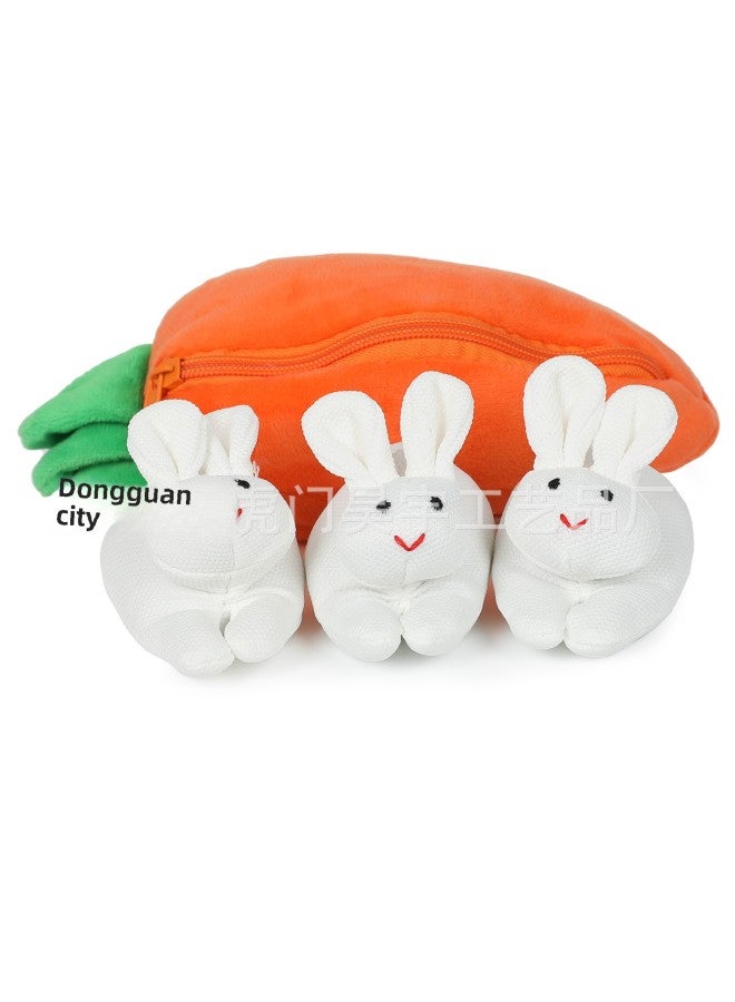 Three Bunnies Carrot Wallet Cute Bunny Easter Bunny Gift Carrot Coin Purse Fun Ornaments-Color:gray Gray Red  - Image 5