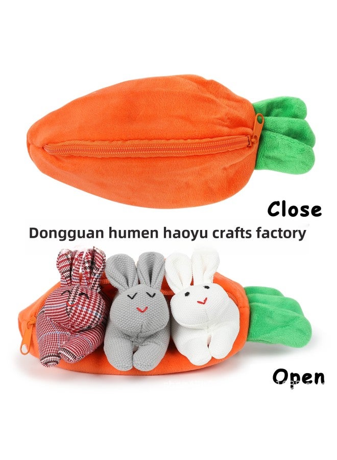 Three Bunnies Carrot Wallet Cute Bunny Easter Bunny Gift Carrot Coin Purse Fun Ornaments-Color:gray Gray Red  - Image 4
