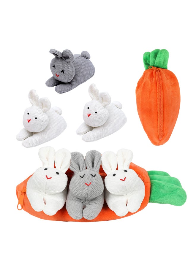 Three Bunnies Carrot Wallet Cute Bunny Easter Bunny Gift Carrot Coin Purse Fun Ornaments-Color:gray Gray Red  - Image 3