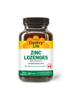Country Life Zinc Lozenges With Vitamin C Supports Immune Health Cherry Flavor 60 Lozenges Certified Gluten Free Certified Vegan Certified Halal  - Image 2