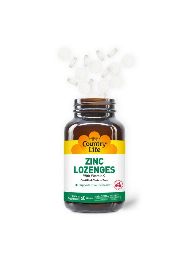 Country Life Zinc Lozenges With Vitamin C Supports Immune Health Cherry Flavor 60 Lozenges Certified Gluten Free Certified Vegan Certified Halal  - Image 4