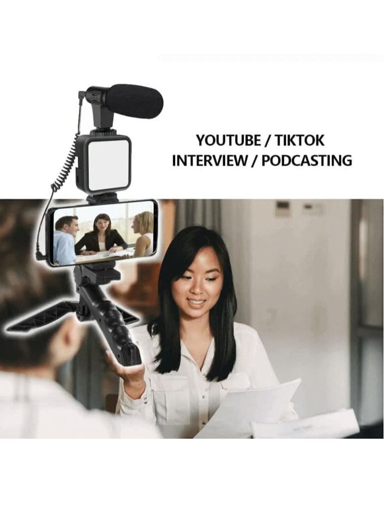 Smartphone & Camera Vlogging Studio Kits Video Shooting Photography Suit with Microphone LED Fill Light Mini Tripod  - Image 2