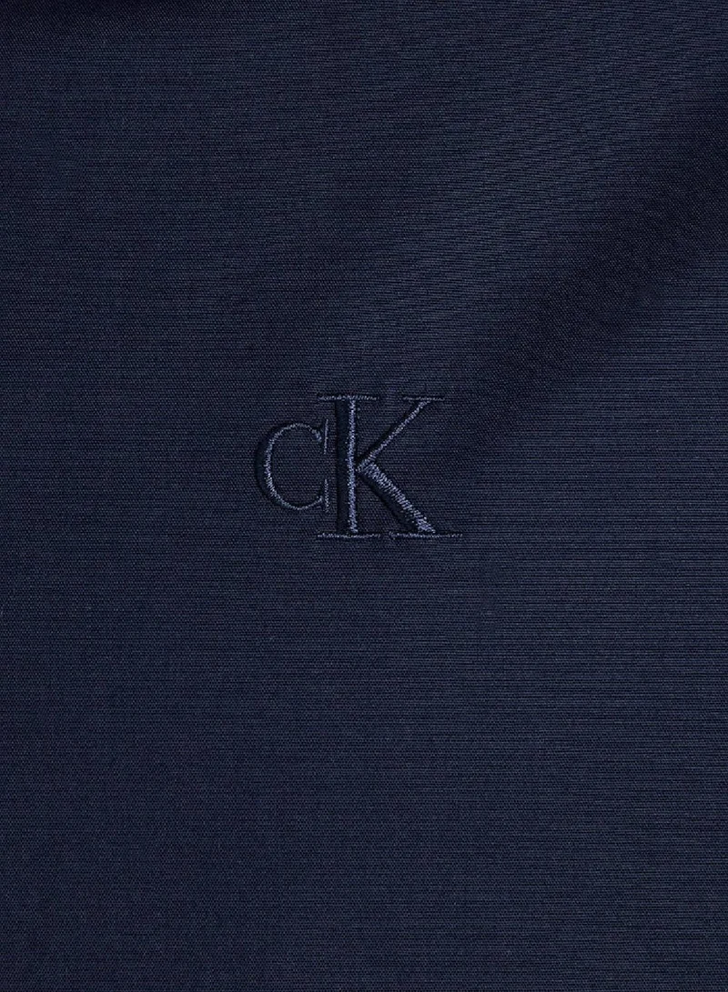 Calvin Klein Jeans Men's Slim Stretch Long Sleeve Shirt - Cotton, Blue