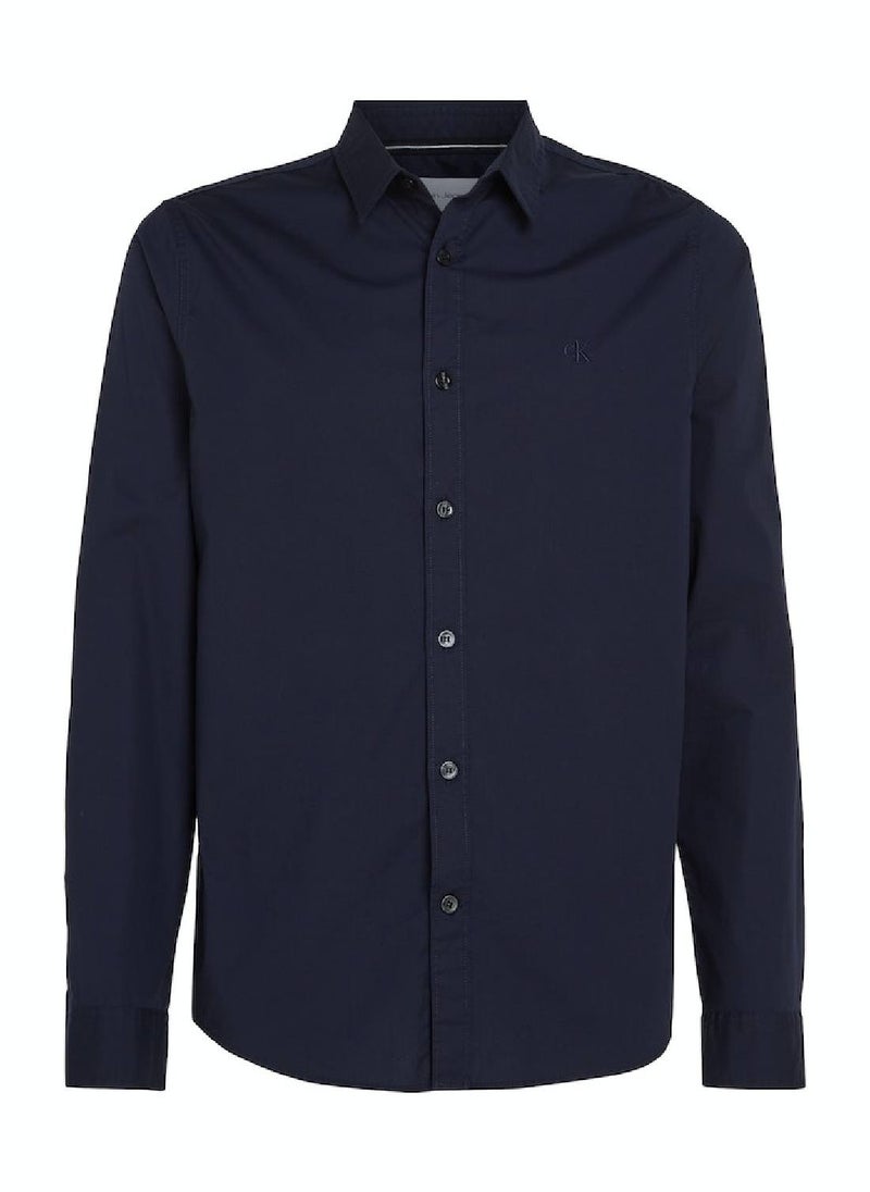Calvin Klein Jeans Men's Slim Stretch Long Sleeve Shirt - Cotton, Blue  - Image 2