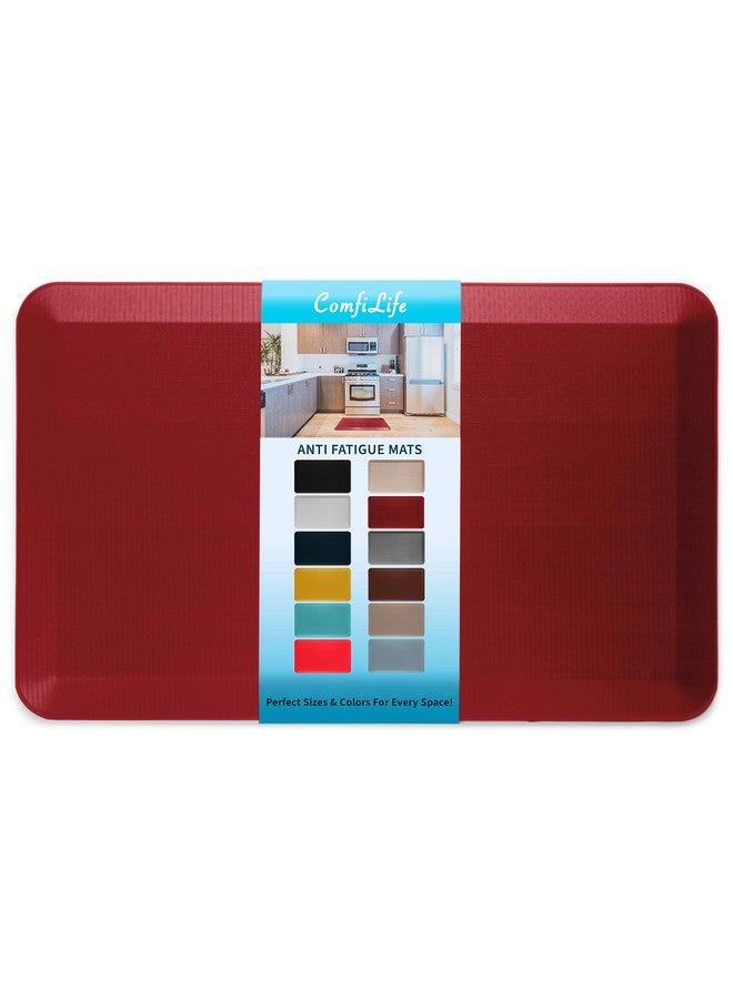 ComfiLife ComfiLife Anti Fatigue Floor Mat - 3/4 Inch Thick Kitchen Mats for Floor, Standing Desk Mat, Kitchen Rug - Comfort at Home, Office - Durable - Stain Resistant - Non-Slip Bottom (20" x 32", Red)  - Image 1