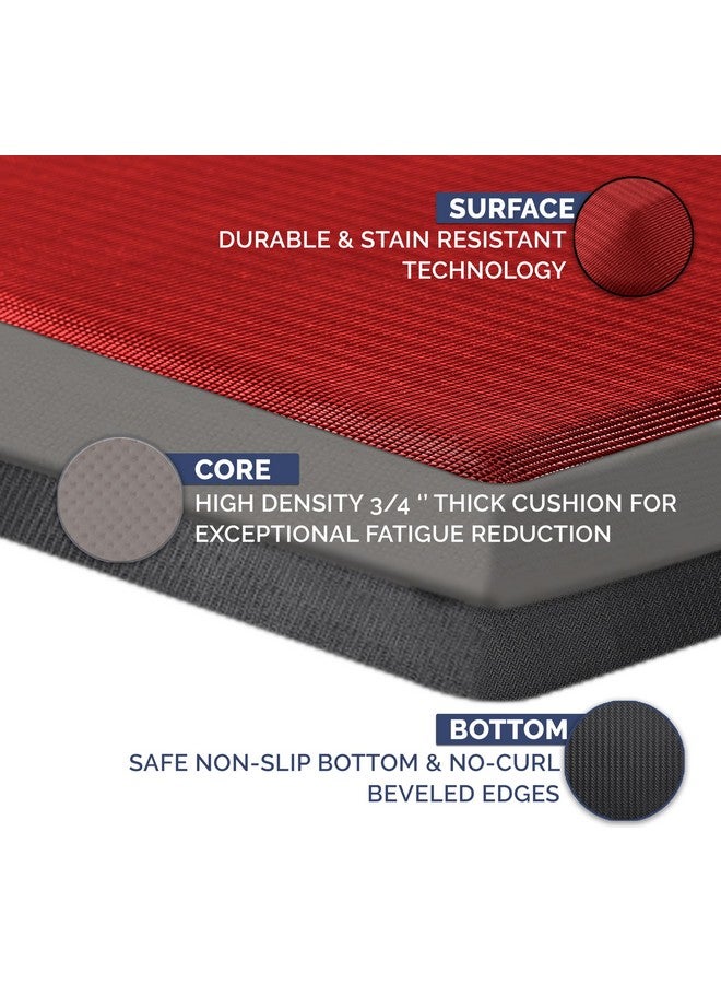 ComfiLife ComfiLife Anti Fatigue Floor Mat - 3/4 Inch Thick Kitchen Mats for Floor, Standing Desk Mat, Kitchen Rug - Comfort at Home, Office - Durable - Stain Resistant - Non-Slip Bottom (20" x 32", Red)  - Image 4
