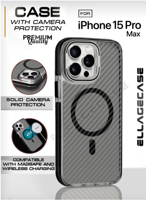 Case with stand for iPhone 15 Pro Max, Solid Camera Protection, Shockproof, Compatible with Magsafe and Wireless Charging