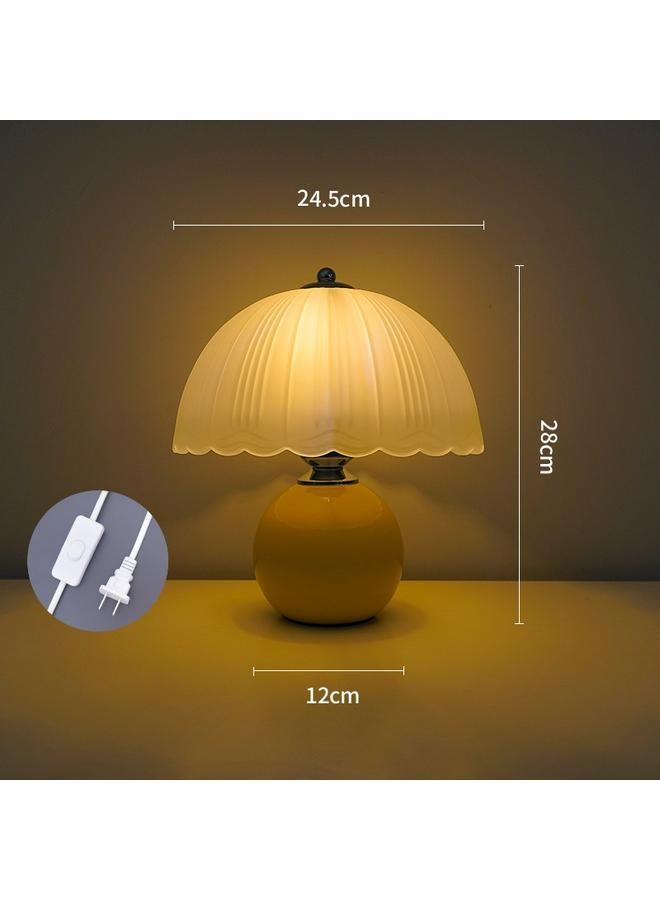 Bluejw Retro Table Lamp Bedroom Bedside Lamp Light Luxury High-end Sense Ceramic Medieval American Chinese Dimming Ambient Night Light - Image 1