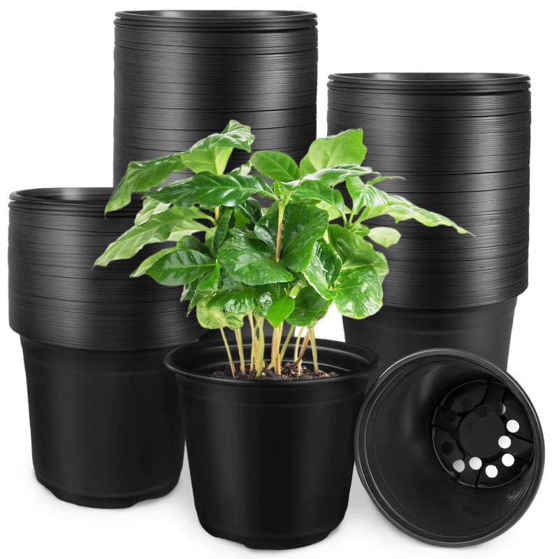 Anyumocz 120Pcs 0.5 Gallon Plant Nursery Pots,Plastic Pots with Drainage Holes,Garden Flower Container Seedling Pot for Planting,Transplanting,Succulents,Cuttings(Black) - Image 1