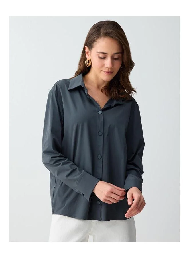 Jimmy Key Anthracite Comfortable Fit Long Sleeve Knit Shirt.