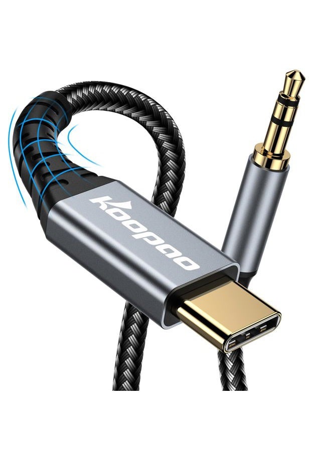 KOOPAO USB C to 3.5mm Audio Aux Jack Cable, Type C to 3.5mm Headphone Stereo Cord Car Compatible with iPhone 15 Plus/15 Pro Max, Galaxy S23 S22 S21 S20, MacBookiPad Pro, Pixel 3 4 5XL -3.3Ft - Image 1