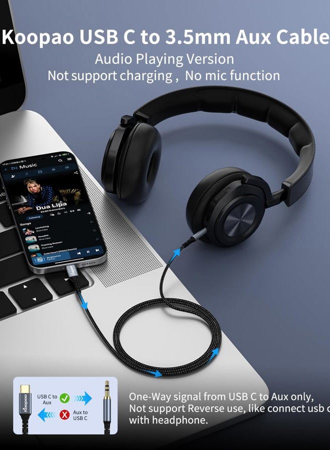 KOOPAO USB C to 3.5mm Audio Aux Jack Cable, Type C to 3.5mm Headphone Stereo Cord Car Compatible with iPhone 15 Plus/15 Pro Max, Galaxy S23 S22 S21 S20, MacBookiPad Pro, Pixel 3 4 5XL -3.3Ft - Image 2