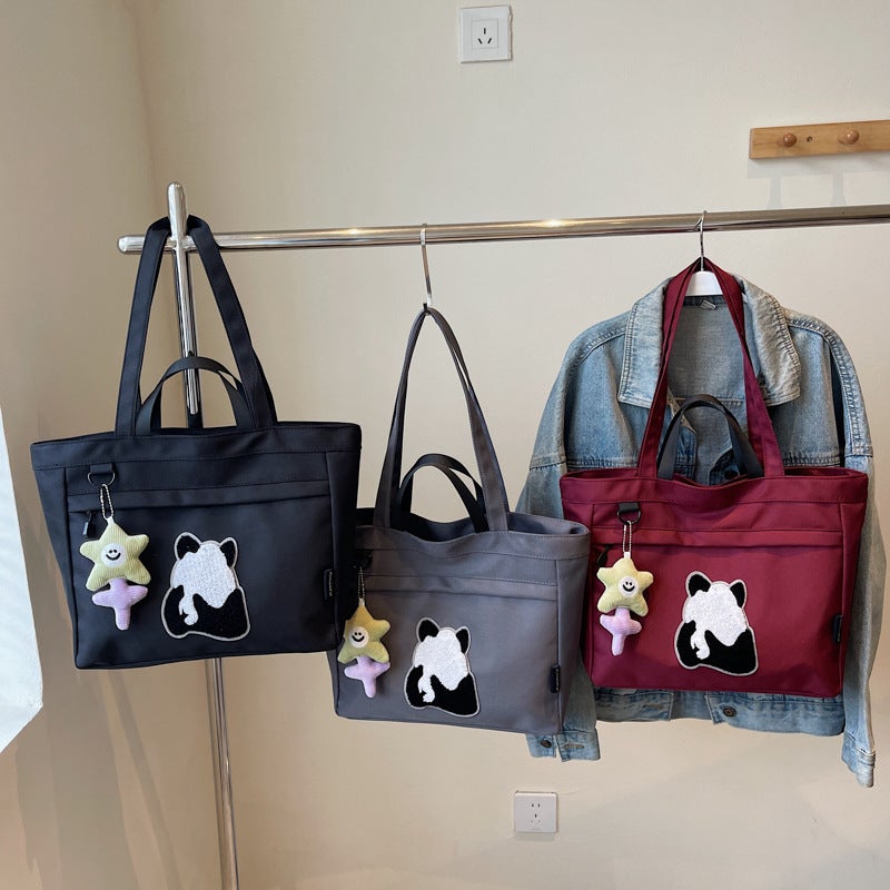 Summer Canvas Large-Capacity Crossbody Bag For Women Trendy Cartoon Panda Print Shoulder Tote Handbag For Women - Image 2