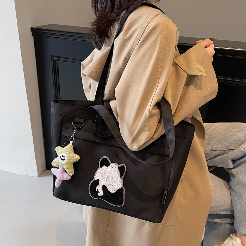 Summer Canvas Large-Capacity Crossbody Bag For Women Trendy Cartoon Panda Print Shoulder Tote Handbag For Women - Image 4