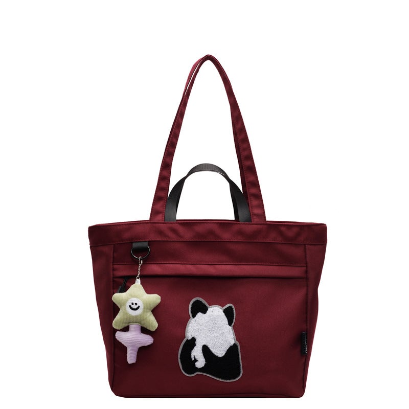Summer Canvas Large-Capacity Crossbody Bag For Women Trendy Cartoon Panda Print Shoulder Tote Handbag For Women - Image 1