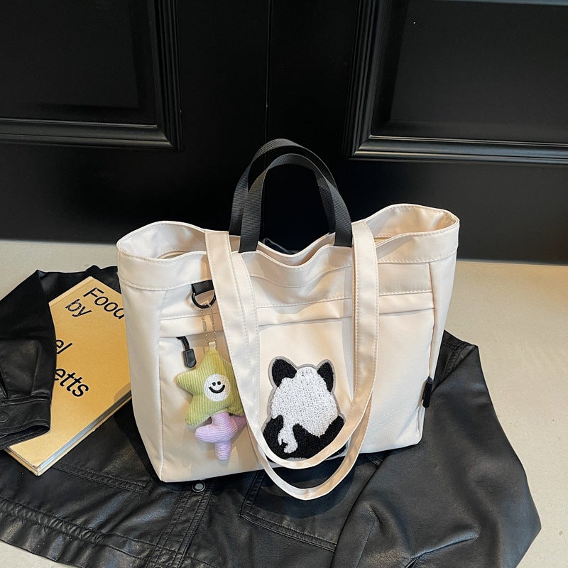Summer Canvas Large-Capacity Crossbody Bag For Women Trendy Cartoon Panda Print Shoulder Tote Handbag For Women - Image 3