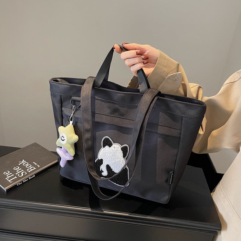 Summer Canvas Large-Capacity Crossbody Bag For Women Trendy Cartoon Panda Print Shoulder Tote Handbag For Women - Image 5