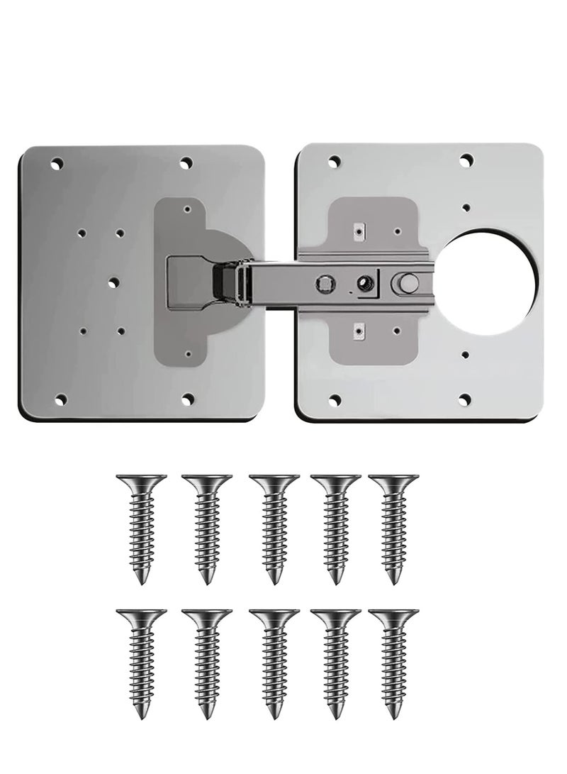 1 Set Cabinet Door Hinges Hinge Repair Plate for Cabinet Furniture Drawer Window Stainless Steel Plate Repair Accessor Easy Installation Mount Concealed Cabinet Hinge With 10 Screws - Image 1