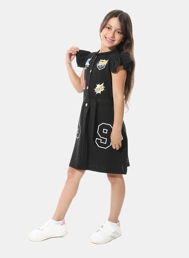 Red Circle Front Printed Dress g04 - Image 2