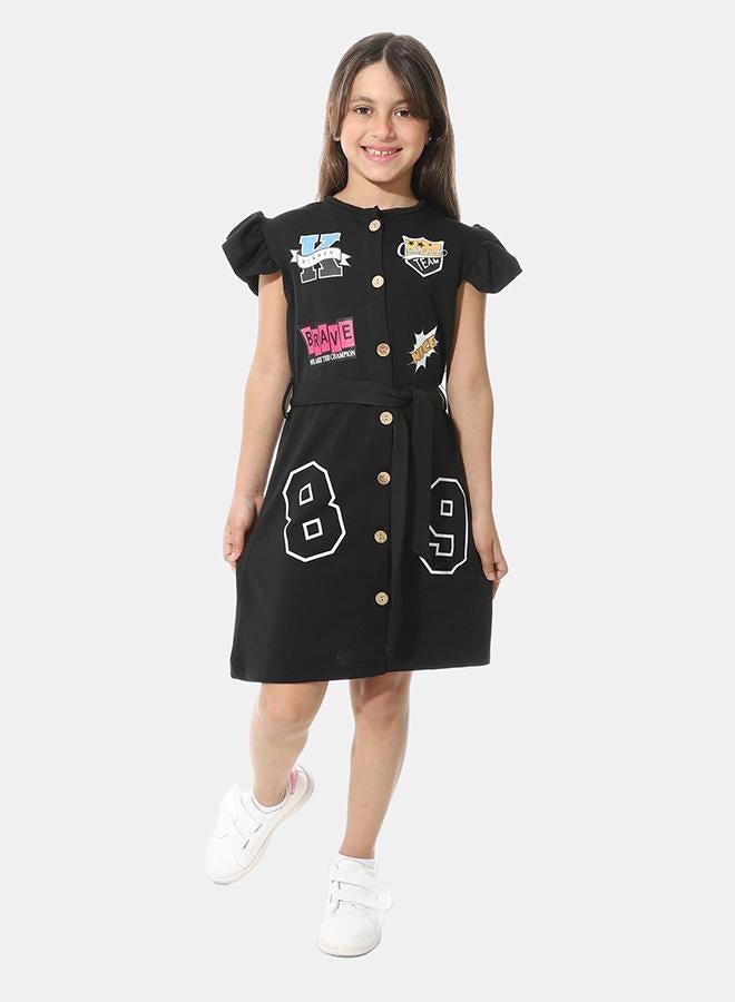 Red Circle Front Printed Dress g04 - Image 1