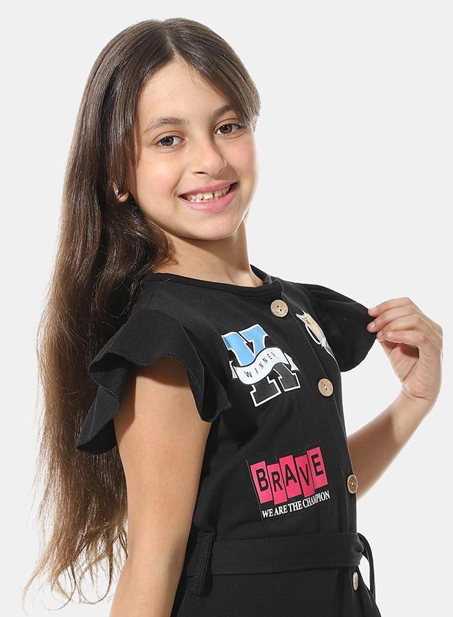 Red Circle Front Printed Dress g04 - Image 4