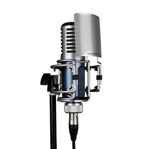TAKSTAR XLR Cardioid Condenser Microphone, 34mm Large Diaphragm Professional Recording Microphone with Shock Mount Perfect for Studio/Podcasting/Live-Streaming/Vocal/Instrument Recording, SM-9 - Image 1