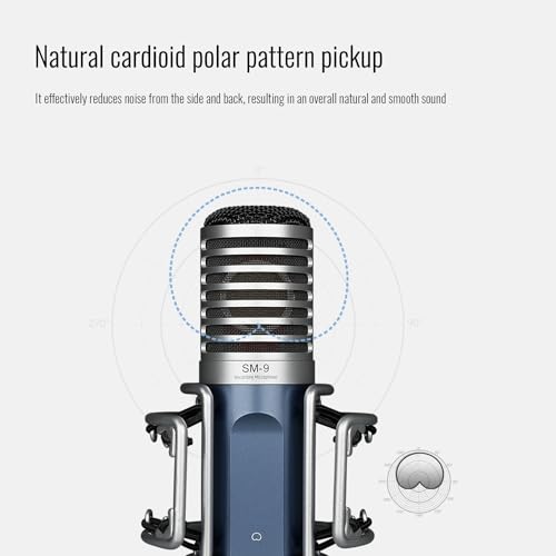 TAKSTAR XLR Cardioid Condenser Microphone, 34mm Large Diaphragm Professional Recording Microphone with Shock Mount Perfect for Studio/Podcasting/Live-Streaming/Vocal/Instrument Recording, SM-9 - Image 3