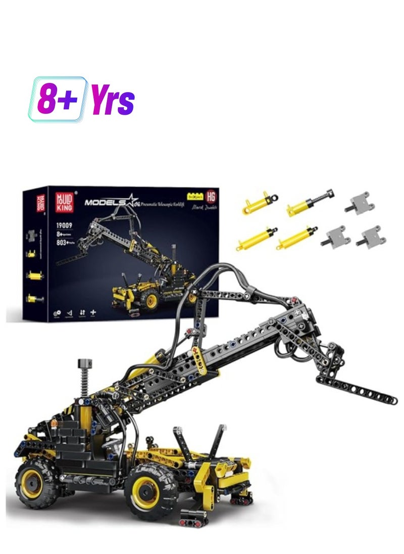 mould king 19009 Pneumatic Telescopic Forklift Building Blocks Kits,Educational MOC Engineering Forklift Building Set Construction Vehicles Model, Gift Toy for Kids Age 8+ /Adult Collections Enthusiasts  - Image 1