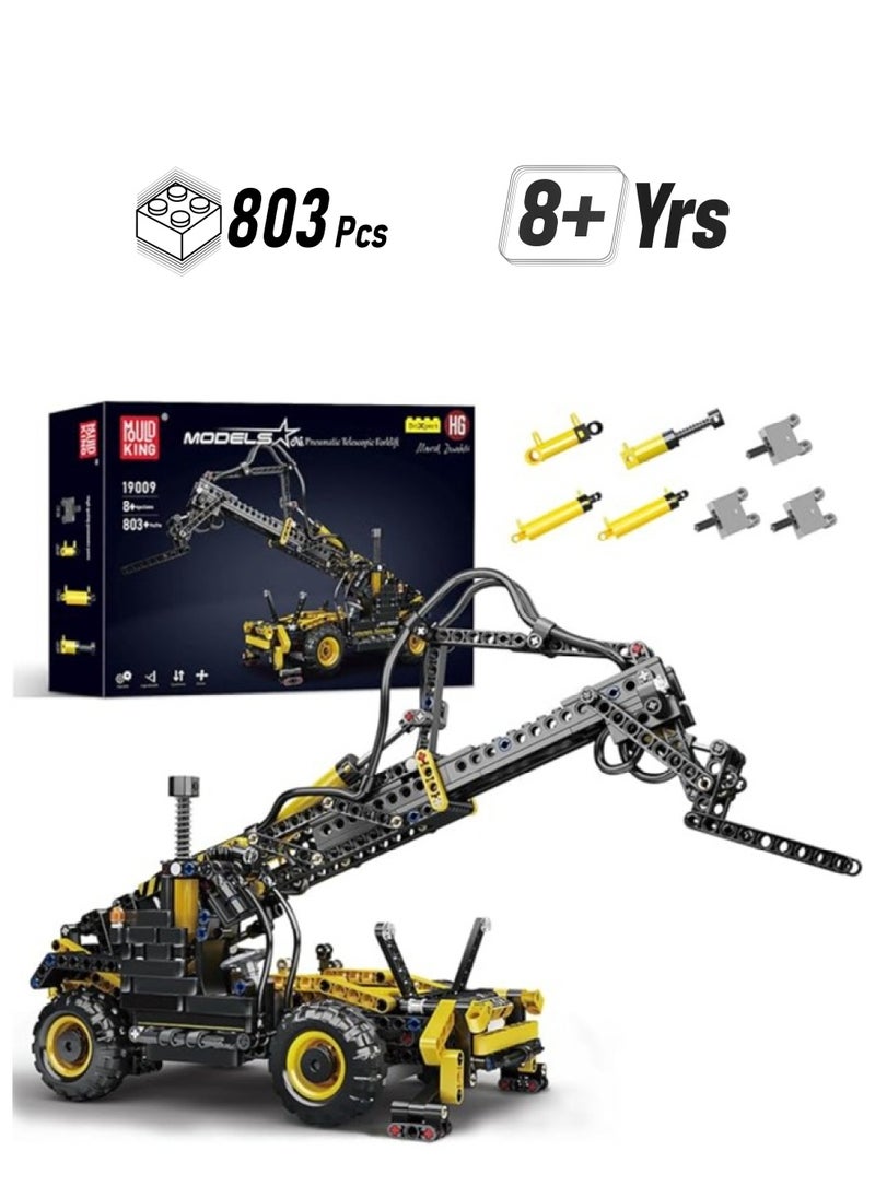 mould king 19009 Pneumatic Telescopic Forklift Building Blocks Kits,Educational MOC Engineering Forklift Building Set Construction Vehicles Model, Gift Toy for Kids Age 8+ /Adult Collections Enthusiasts  - Image 1