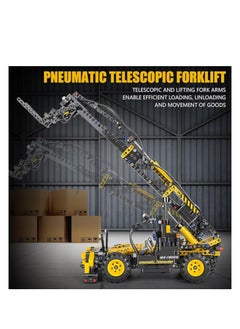 mould king 19009 Pneumatic Telescopic Forklift Building Blocks Kits,Educational MOC Engineering Forklift Building Set Construction Vehicles Model, Gift Toy for Kids Age 8+ /Adult Collections Enthusiasts  - Image 2