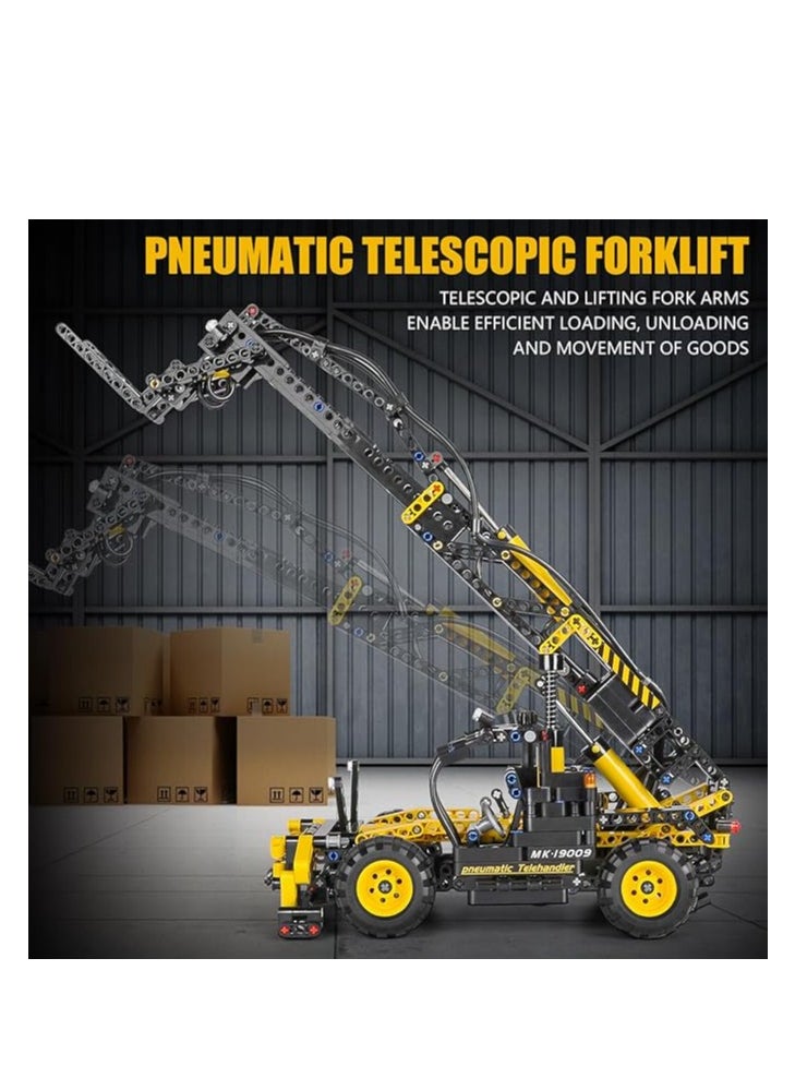 mould king 19009 Pneumatic Telescopic Forklift Building Blocks Kits,Educational MOC Engineering Forklift Building Set Construction Vehicles Model, Gift Toy for Kids Age 8+ /Adult Collections Enthusiasts  - Image 2