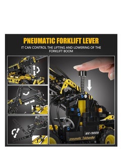 mould king 19009 Pneumatic Telescopic Forklift Building Blocks Kits,Educational MOC Engineering Forklift Building Set Construction Vehicles Model, Gift Toy for Kids Age 8+ /Adult Collections Enthusiasts  - Image 3