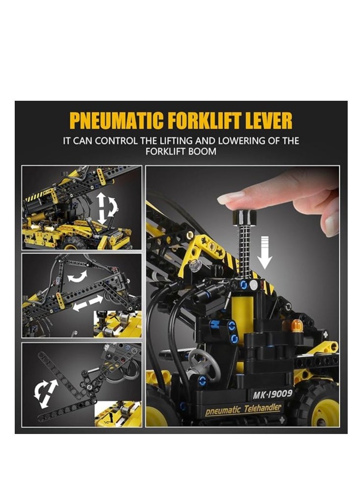 mould king 19009 Pneumatic Telescopic Forklift Building Blocks Kits,Educational MOC Engineering Forklift Building Set Construction Vehicles Model, Gift Toy for Kids Age 8+ /Adult Collections Enthusiasts  - Image 3