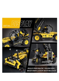 mould king 19009 Pneumatic Telescopic Forklift Building Blocks Kits,Educational MOC Engineering Forklift Building Set Construction Vehicles Model, Gift Toy for Kids Age 8+ /Adult Collections Enthusiasts  - Image 4