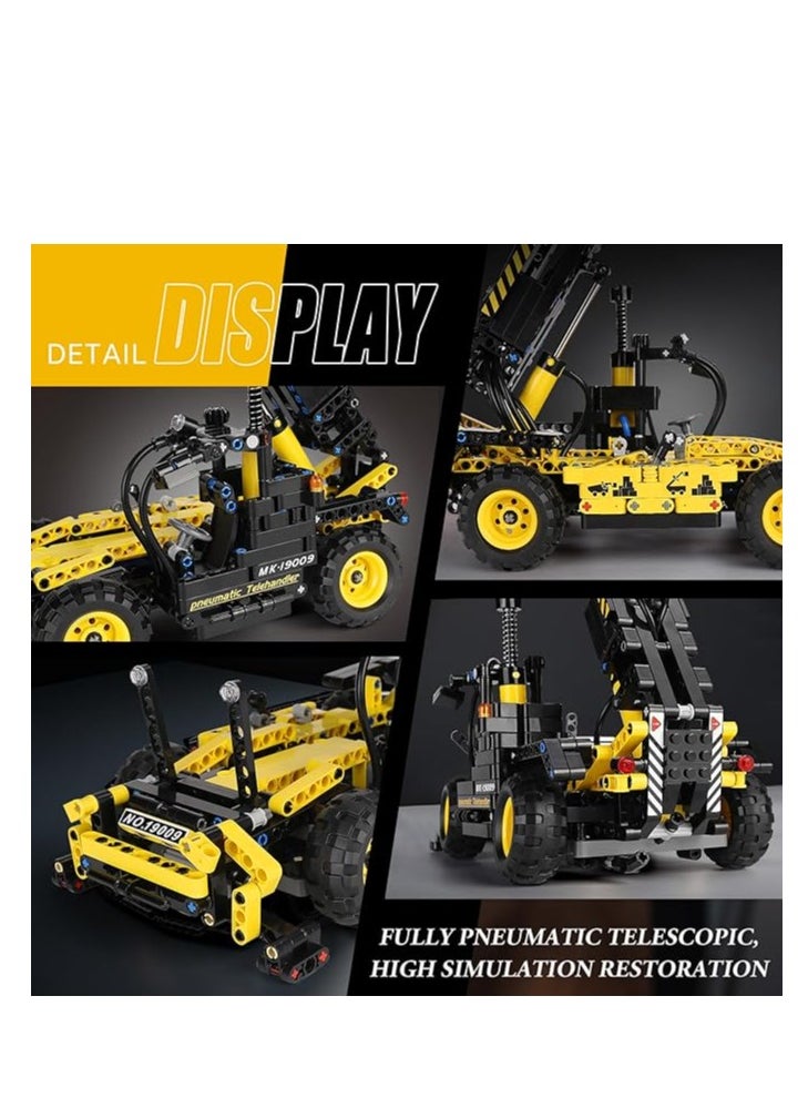 mould king 19009 Pneumatic Telescopic Forklift Building Blocks Kits,Educational MOC Engineering Forklift Building Set Construction Vehicles Model, Gift Toy for Kids Age 8+ /Adult Collections Enthusiasts  - Image 4