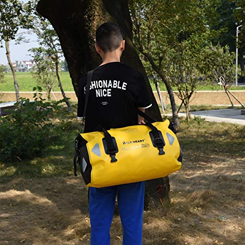 WILD HEART Waterproof Duffel Bag 40L 66L 100L with Welded Seams for Kayaking, Camping, Boating,Motorcycle (40L Yellow with Binding Rope) - Image 3