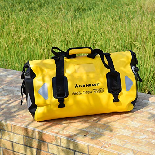 WILD HEART Waterproof Duffel Bag 40L 66L 100L with Welded Seams for Kayaking, Camping, Boating,Motorcycle (40L Yellow with Binding Rope) - Image 2