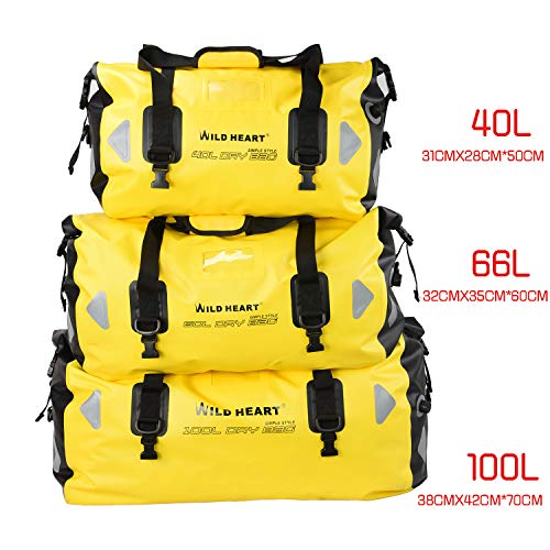 WILD HEART Waterproof Duffel Bag 40L 66L 100L with Welded Seams for Kayaking, Camping, Boating,Motorcycle (40L Yellow with Binding Rope) - Image 5
