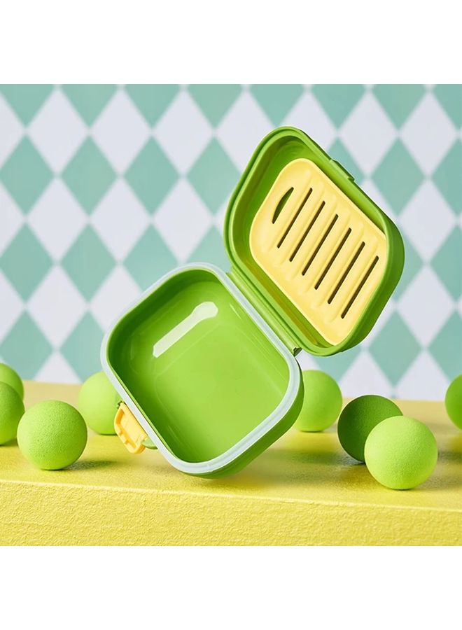 Yellow Oval Soap Dish With Non Slip Base Leak Proof Travel Friendly Sealed Lid - Image 3