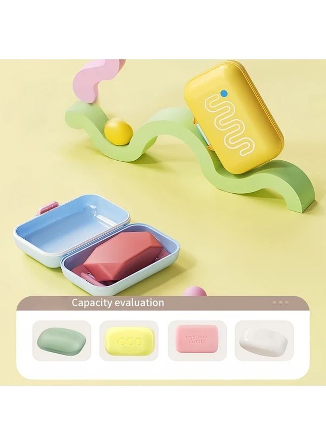 Yellow Oval Soap Dish With Non Slip Base Leak Proof Travel Friendly Sealed Lid - Image 1