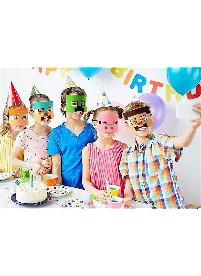 HOOKOR 12 Packs Miner Pixel Felt Masks,Robot Video Game Themed Party Favors for Kid, Suit For Party Supplies, Dress Up Costumes Mask Masquerade Cartoon Cosplay Birthday Gift for Children Boys Girls  - Image 2