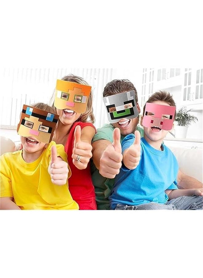 HOOKOR 12 Packs Miner Pixel Felt Masks,Robot Video Game Themed Party Favors for Kid, Suit For Party Supplies, Dress Up Costumes Mask Masquerade Cartoon Cosplay Birthday Gift for Children Boys Girls  - Image 3