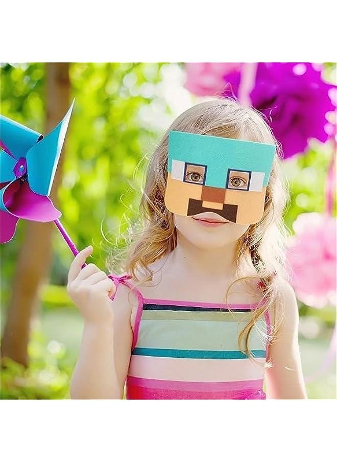 HOOKOR 12 Packs Miner Pixel Felt Masks,Robot Video Game Themed Party Favors for Kid, Suit For Party Supplies, Dress Up Costumes Mask Masquerade Cartoon Cosplay Birthday Gift for Children Boys Girls  - Image 5