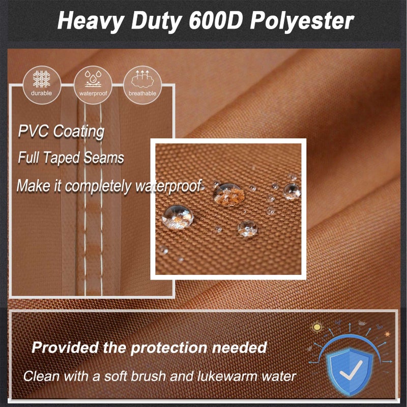 NettyPro Fire Pit Cover Round Waterproof Outdoor Firepit Cover for Gas Propane Fire Pit Table, 36 x 20 inch, Brown - Image 4